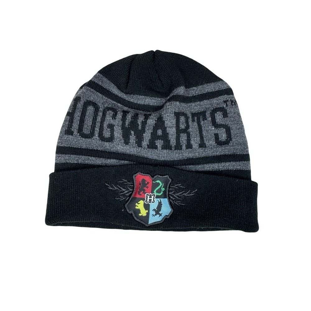 Harry Potter Beanie Hat Cap Boys One Size Black Gray Hogwarts TV Movie Youth